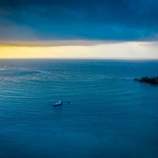 boat sails in the sea